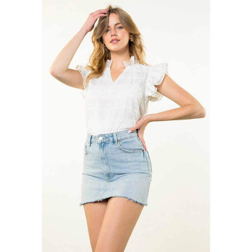 Flutter Sleeve Gingham Top