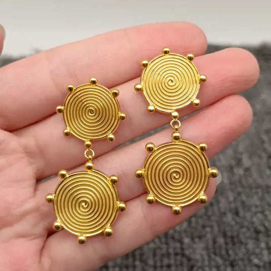 Double Spiral Disc Earrings