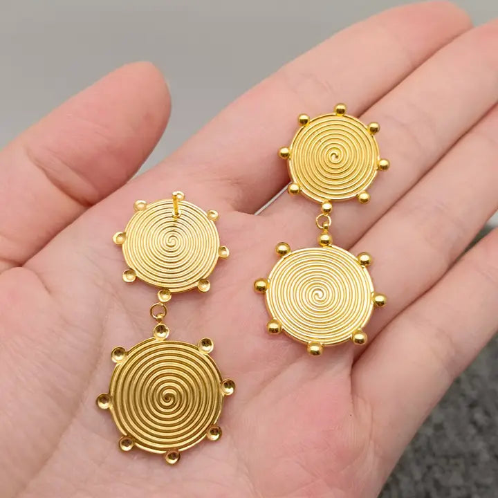 Double Spiral Disc Earrings