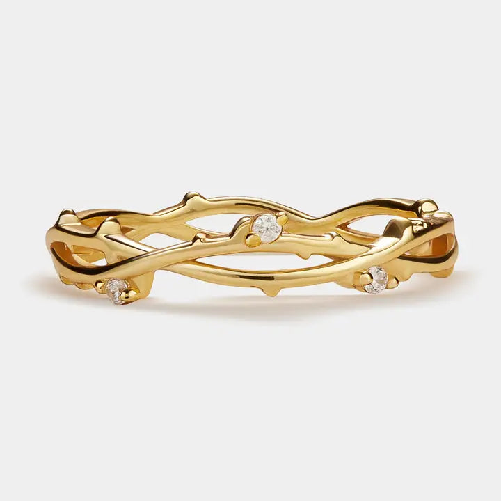 Dainty Olive Vine Leaf Stacking Ring
