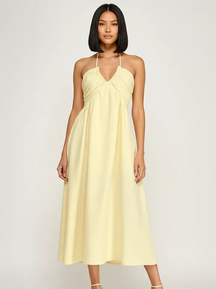 Lemon Drop Halter Maxi Dress