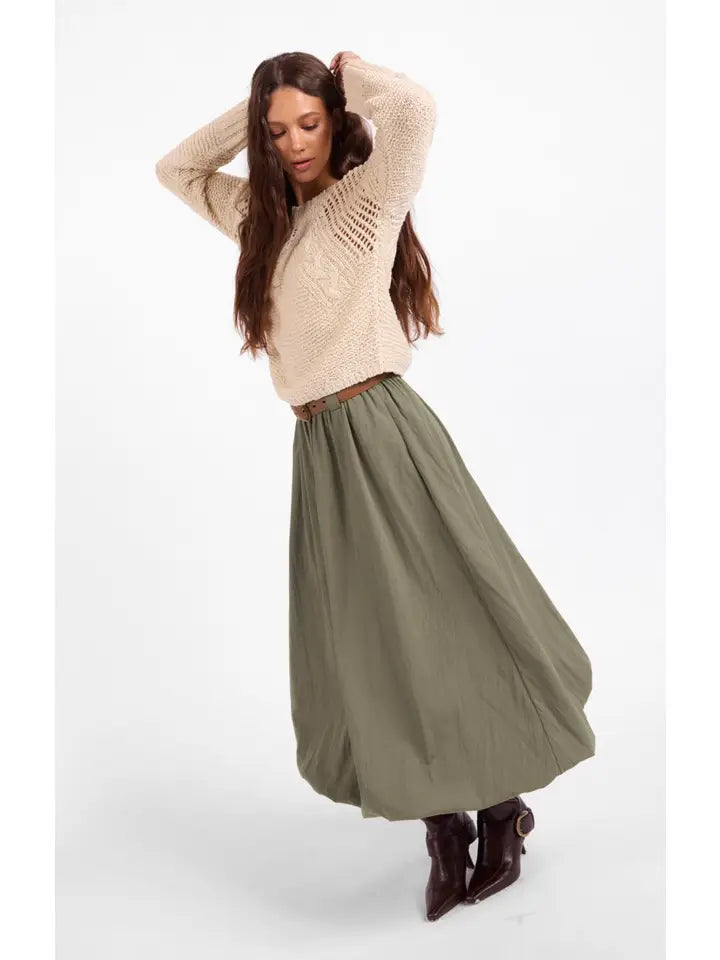 Village Belted Midi Skirt