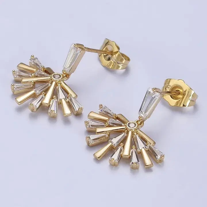 Fan Drop Dangle Stud Earrings
