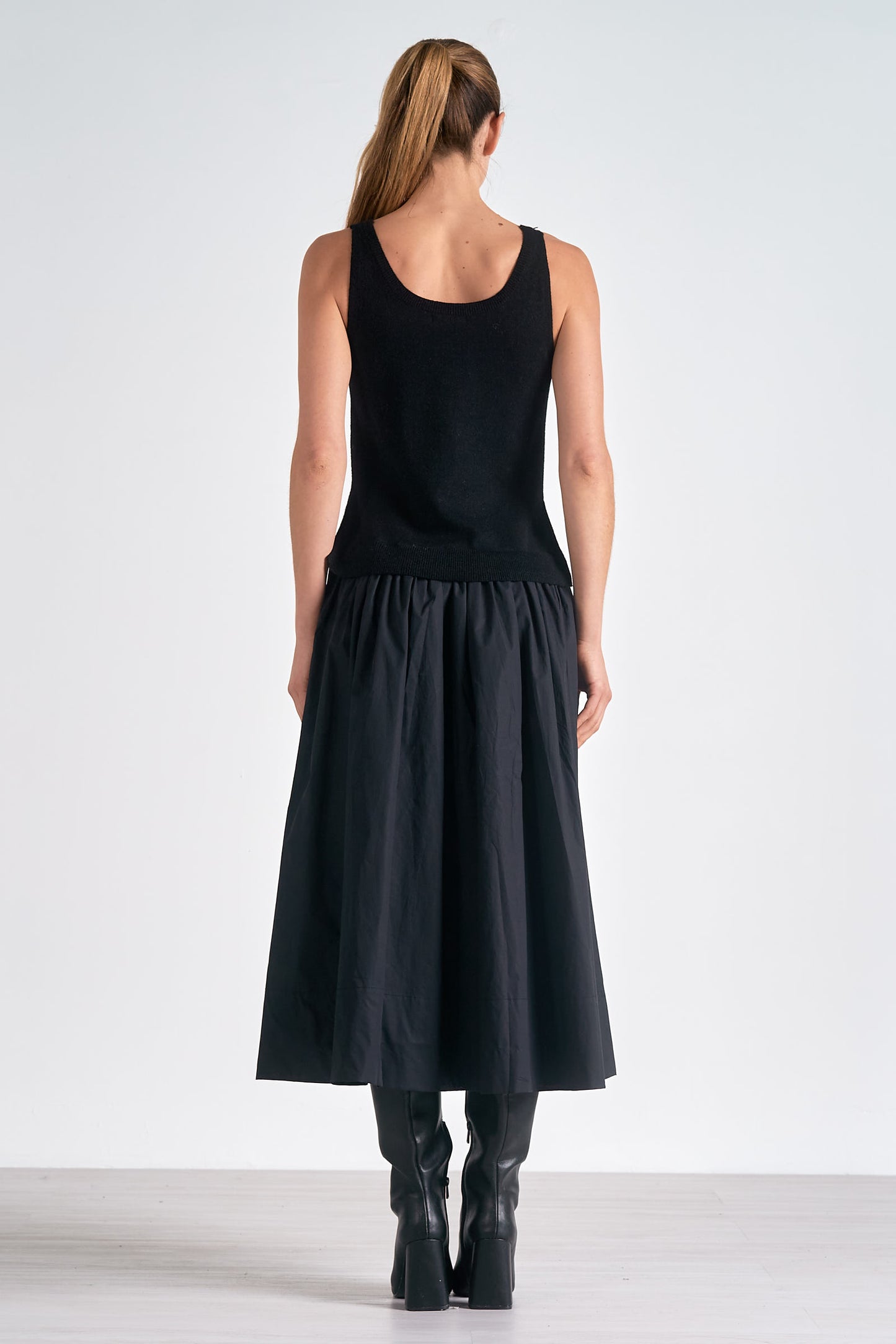 Black Combo Midi Dress