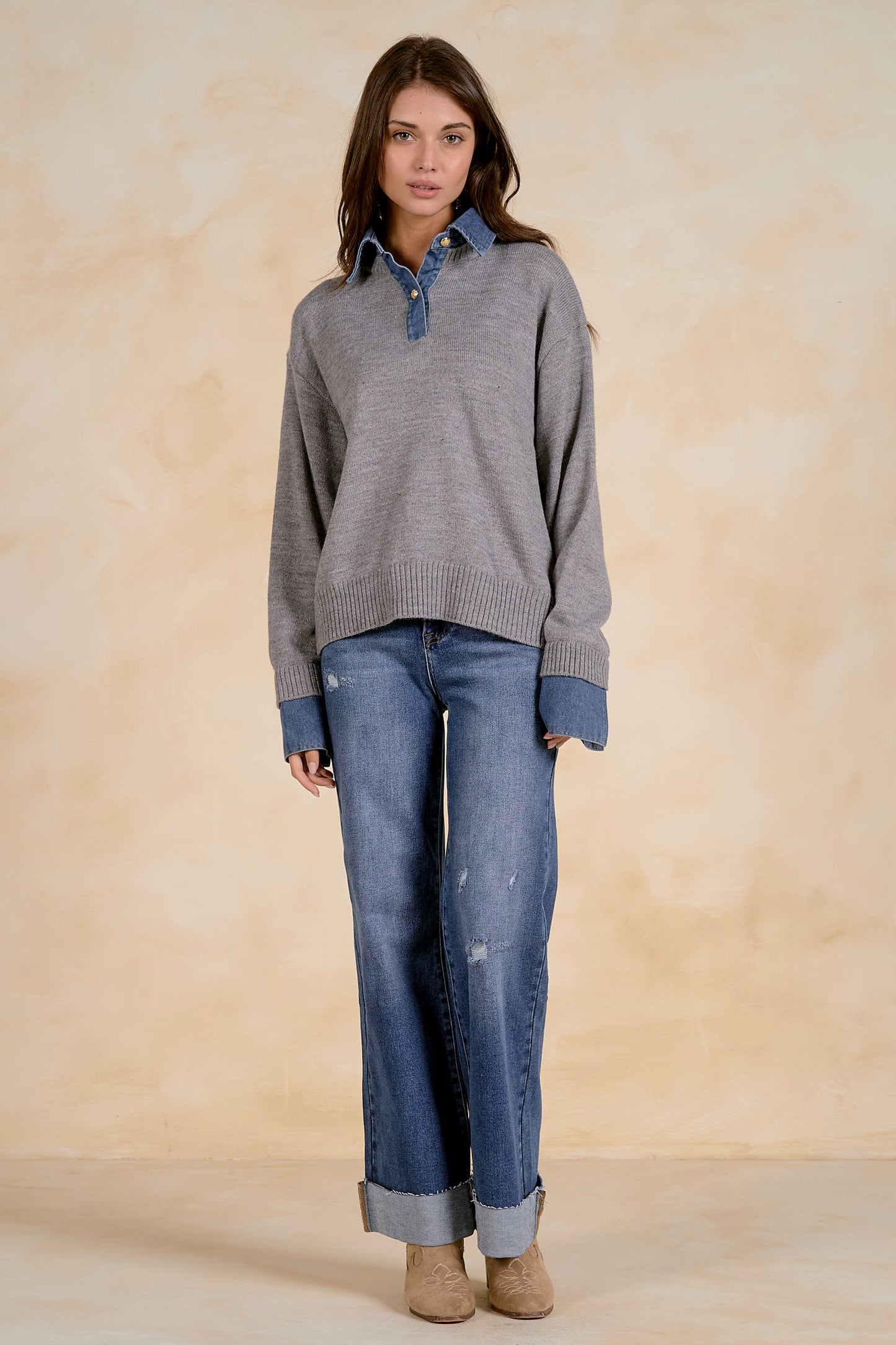 Collared Grey Sweater