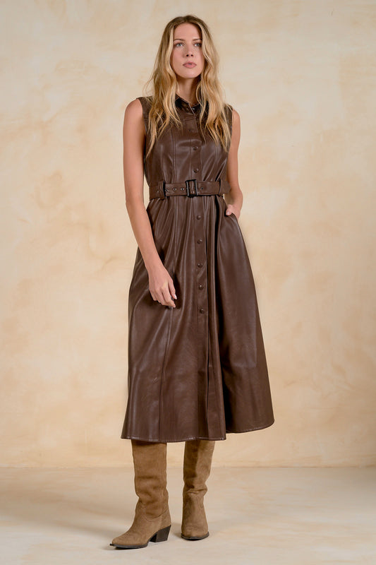Foxy Faux Leather Midi