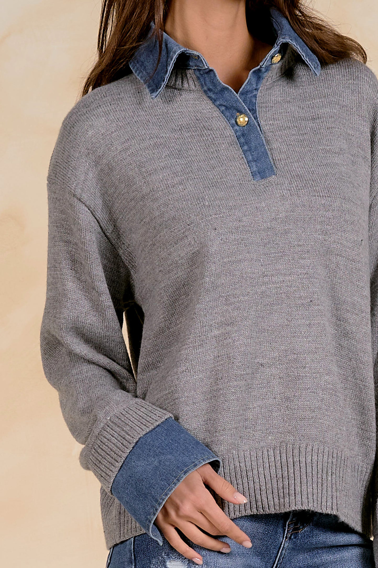 Collared Grey Sweater