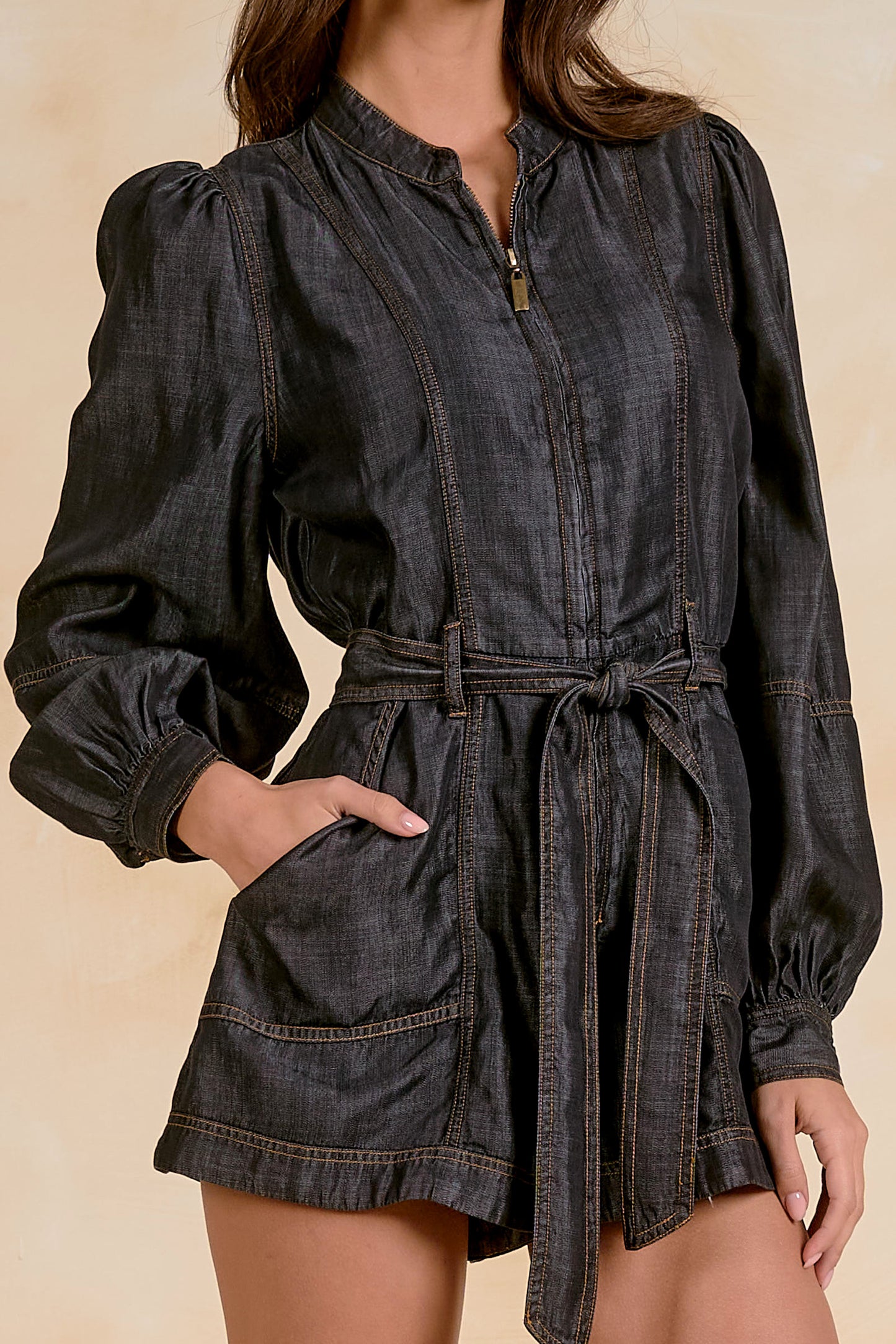 Waxed Black Wash Romper