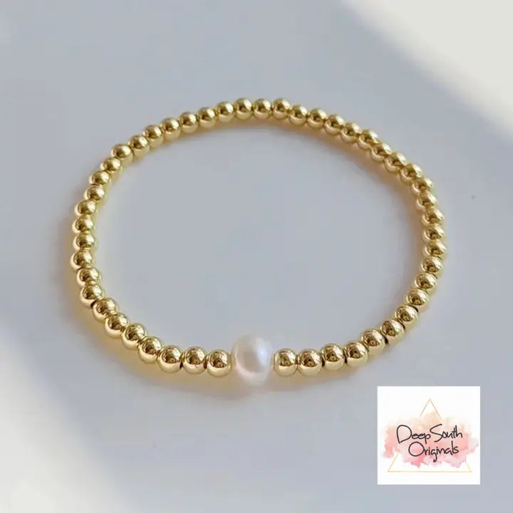 Freshwater Pearl on Beaded Bracelet