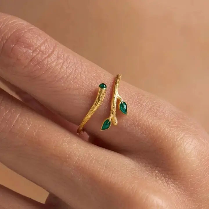 Green Tree Leaf Stacking Ring