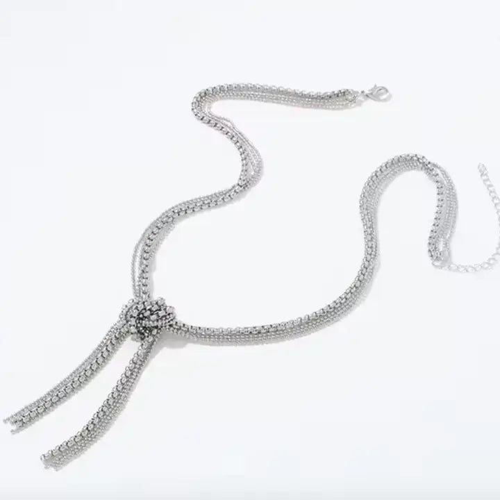 Fringe Knot and Dancing Chain Necklace