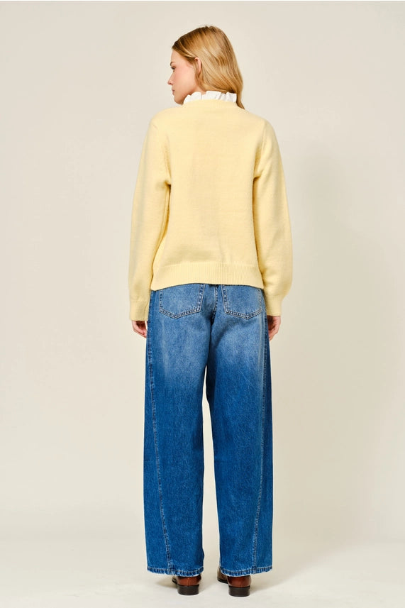 Ruffle Prep Contrast Cardigan