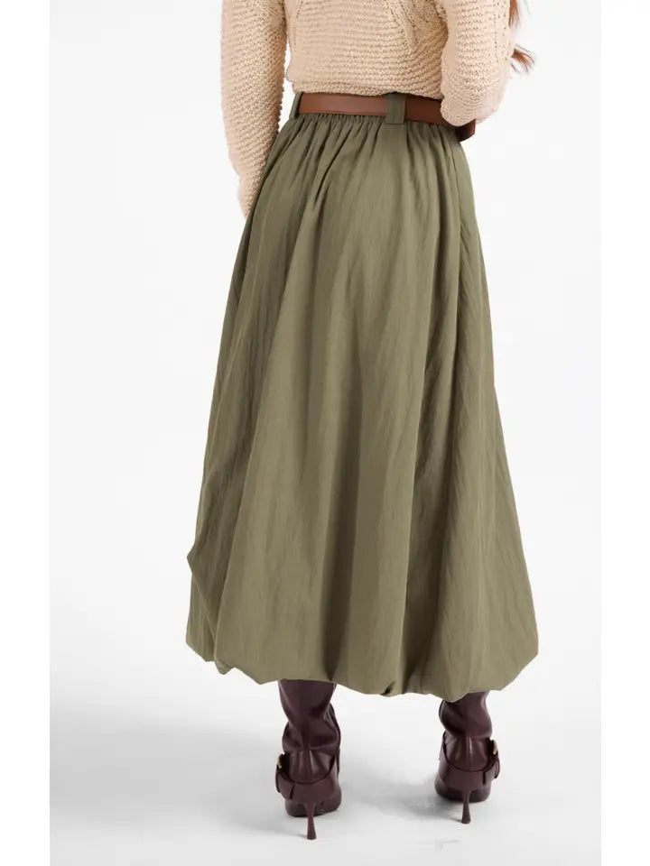 Village Belted Midi Skirt
