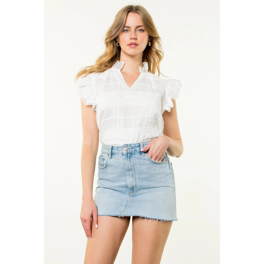 Flutter Sleeve Gingham Top