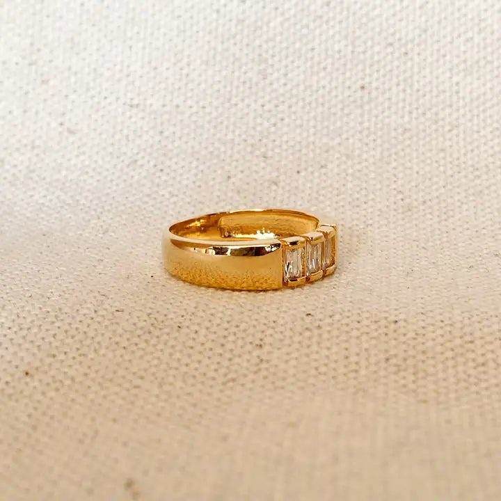 Trio Baguette Cubic Zirconia Stone Ring