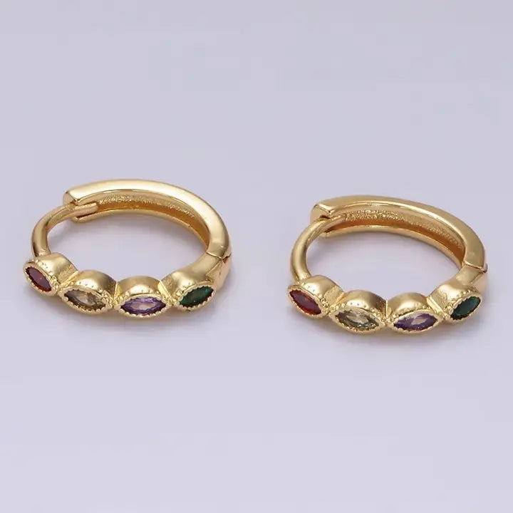 Multicolor Marquise Huggie Earrings