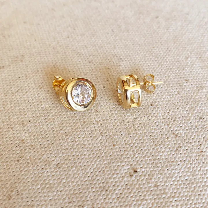 Bezeled CZ Stud Earring