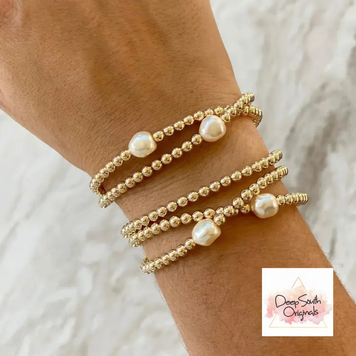 Freshwater Pearl on Beaded Bracelet