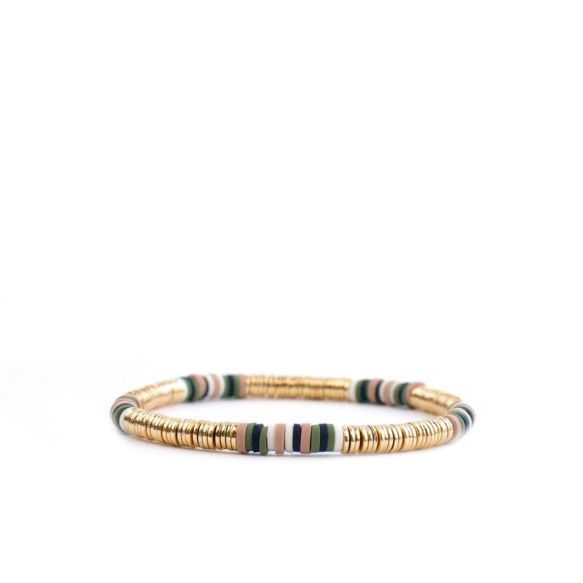 Heishi & Metal Disc Stretch Bracelet