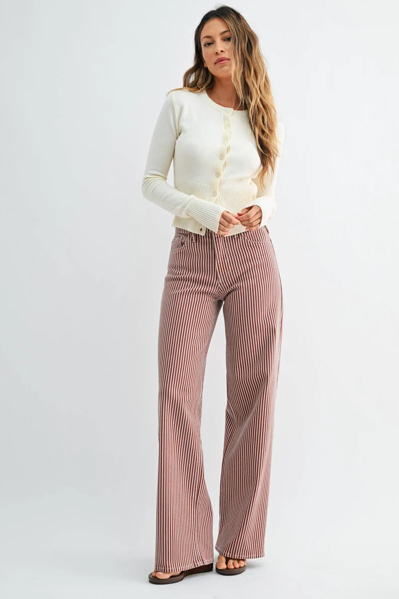 Spiced Brown Stripe Wide Leg