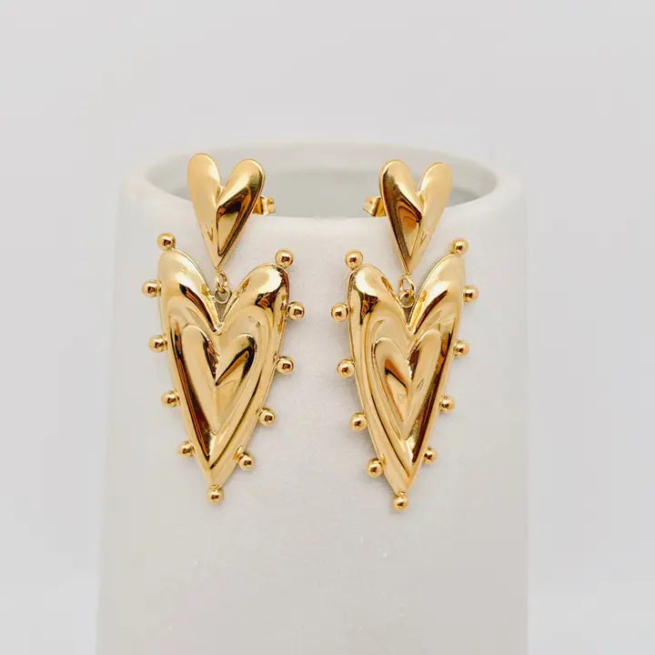 Double Heart Post Earrings