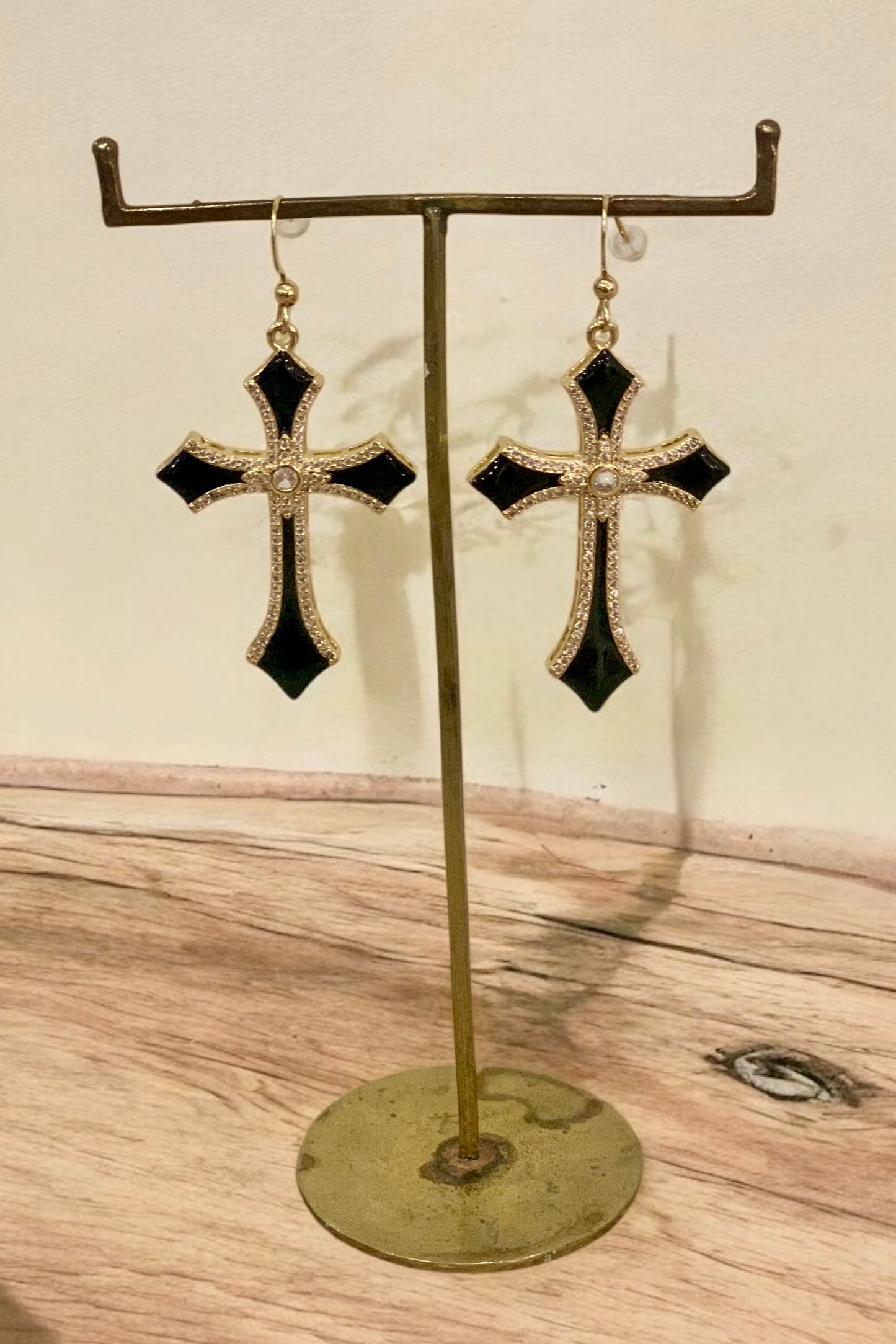 Black Cross Earrings