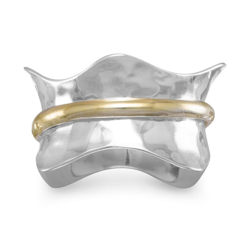 SS Two Tone Wave Spin Ring
