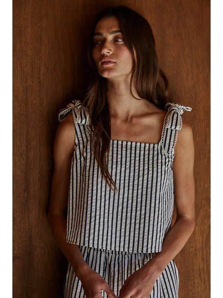 Striped Tie Strap Crop