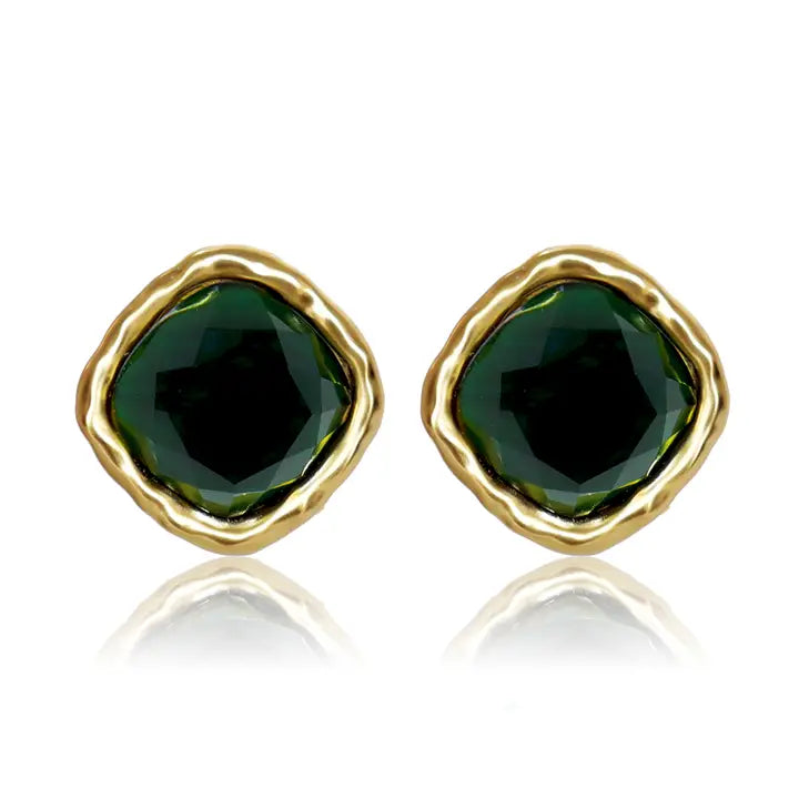 Bezel Gem Stud Earrings