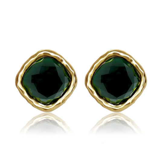 Bezel Gem Stud Earrings