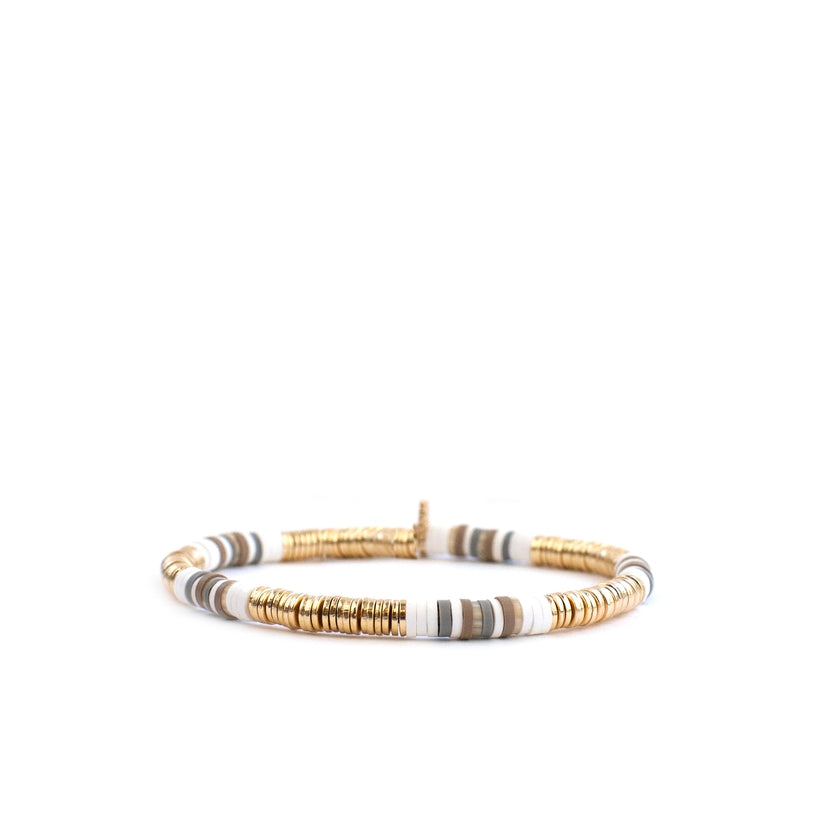 Heishi & Metal Disc Stretch Bracelet