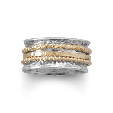 SS Oxidized 2Tone Multi Band Spin Ring