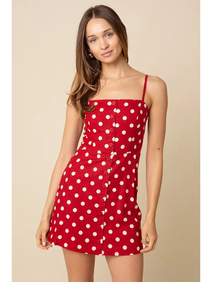 Brittany Polka Dot Button Mini Dress