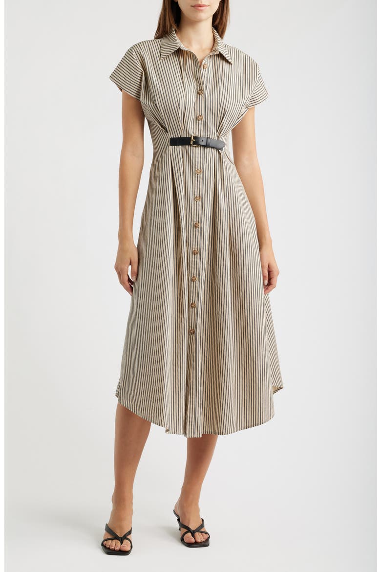 Stripe Belted Shirt Dress