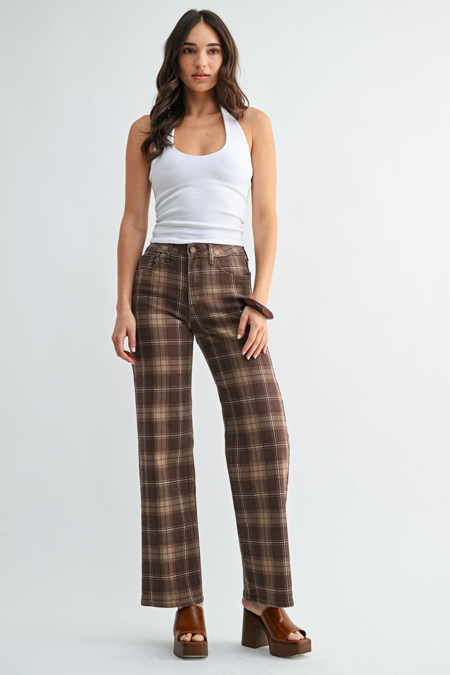 Plaid High Rise Straight