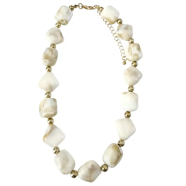 Evelyn Cream Beaded Necklace