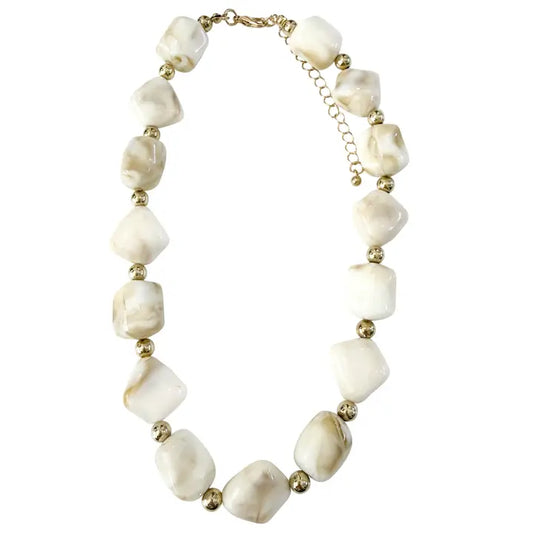 Evelyn Cream Beaded Necklace