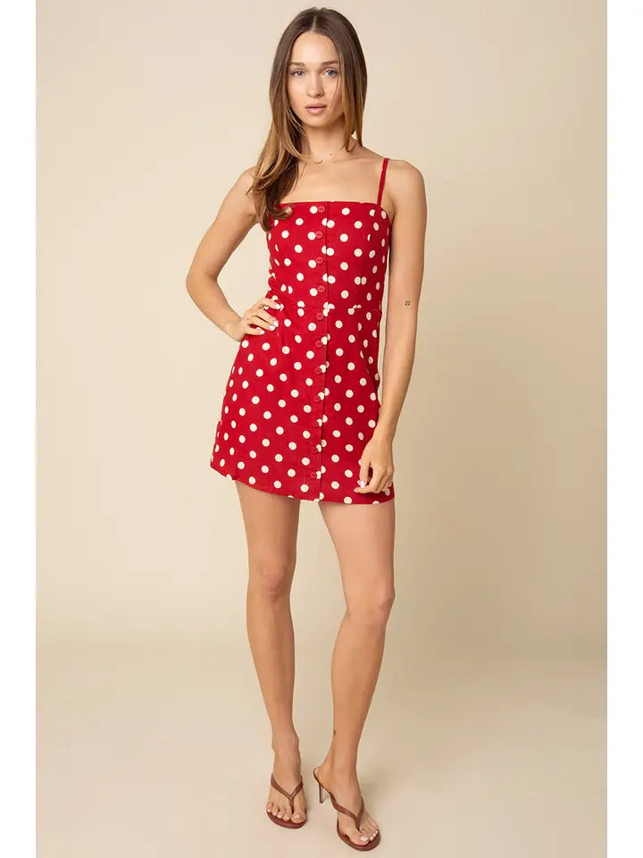 Brittany Polka Dot Button Mini Dress