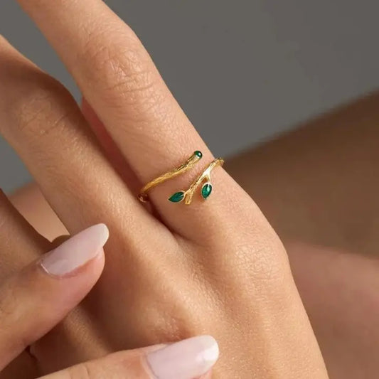 Green Tree Leaf Stacking Ring