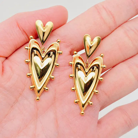 Double Heart Post Earrings