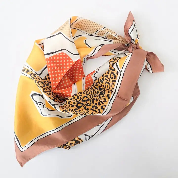 Indie Mixed Pattern Horse Square Scarf
