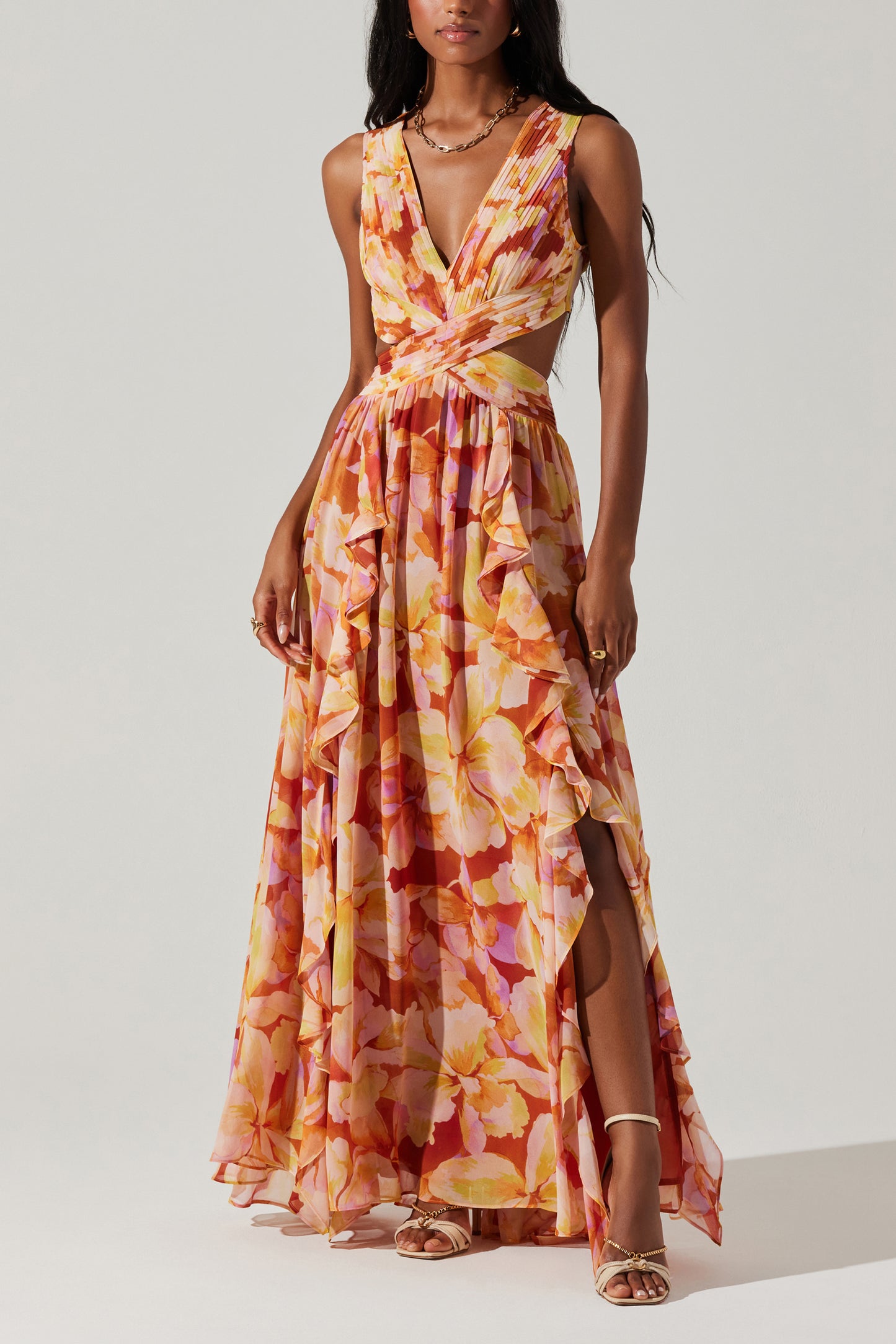astr noya floral maxi dress Noya Floral Cutout Maxi Dress