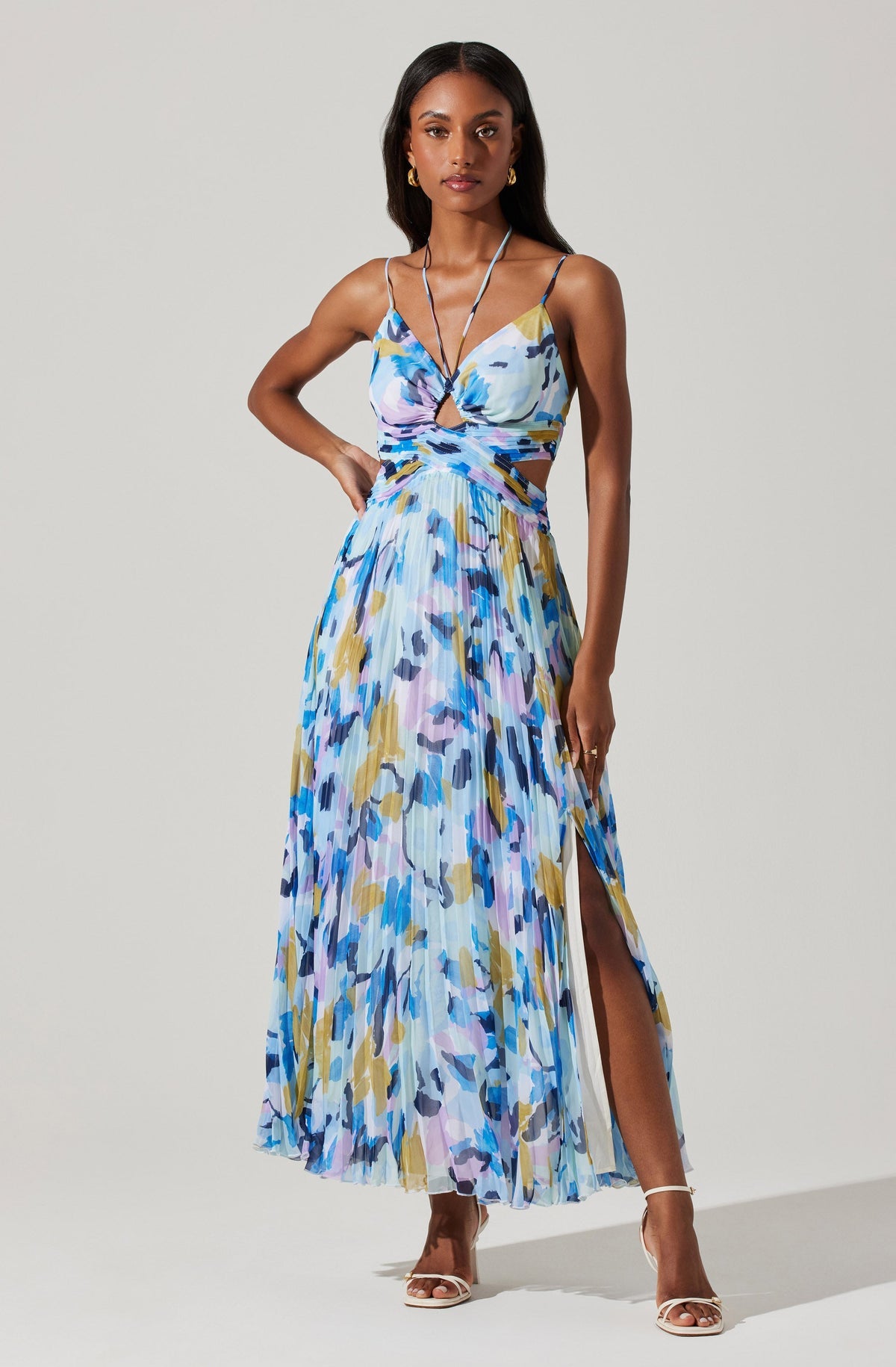 Aquata Floral Pleated Maxi Dress – Klutch