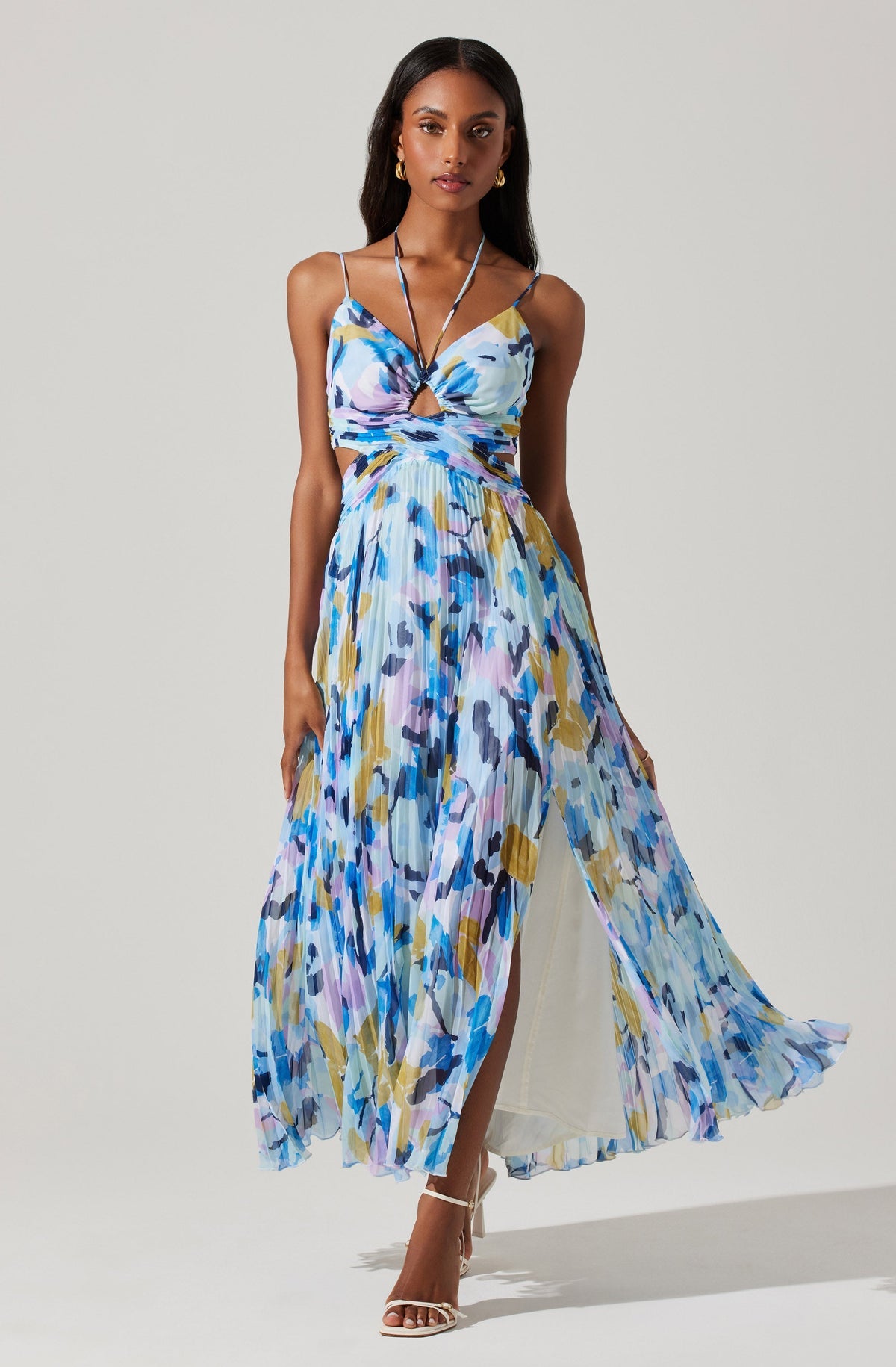 Aquata Floral Pleated Maxi Dress Klutch Aquata Floral Pleated Maxi Dress Klutch