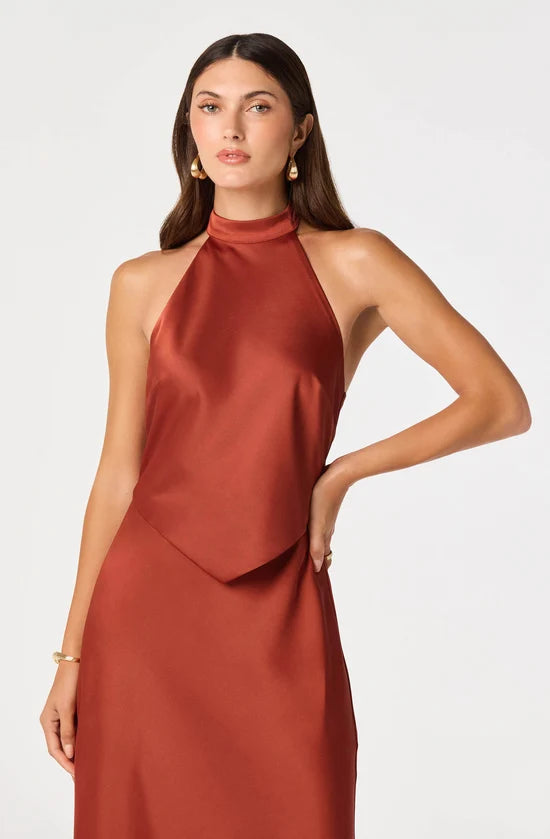 Viridiana Satin Halter Maxi Dress