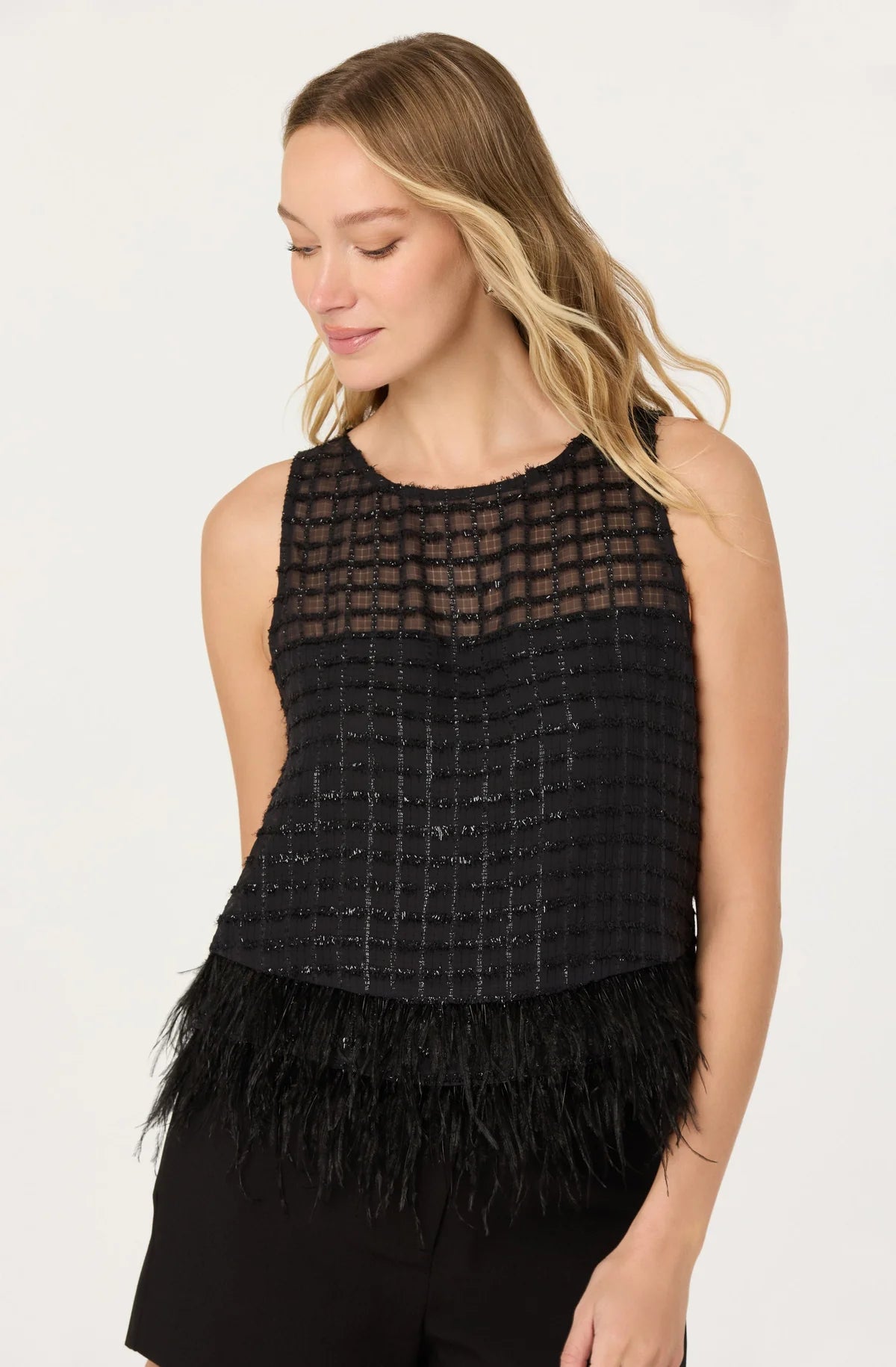 Etheos Metallic Feather Top