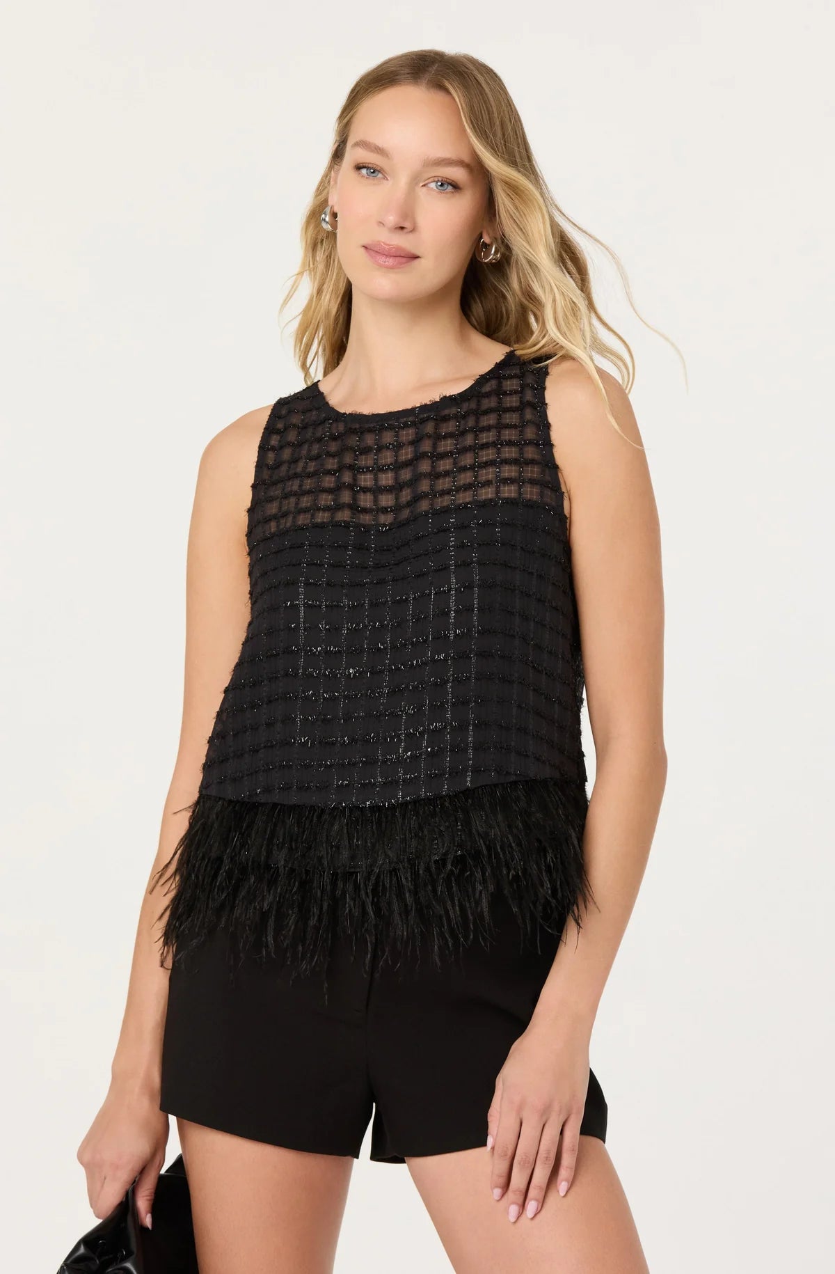Etheos Metallic Feather Top