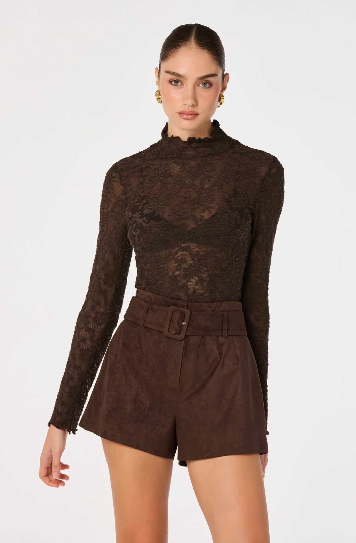 Kyra Sheer Mock Neck Top