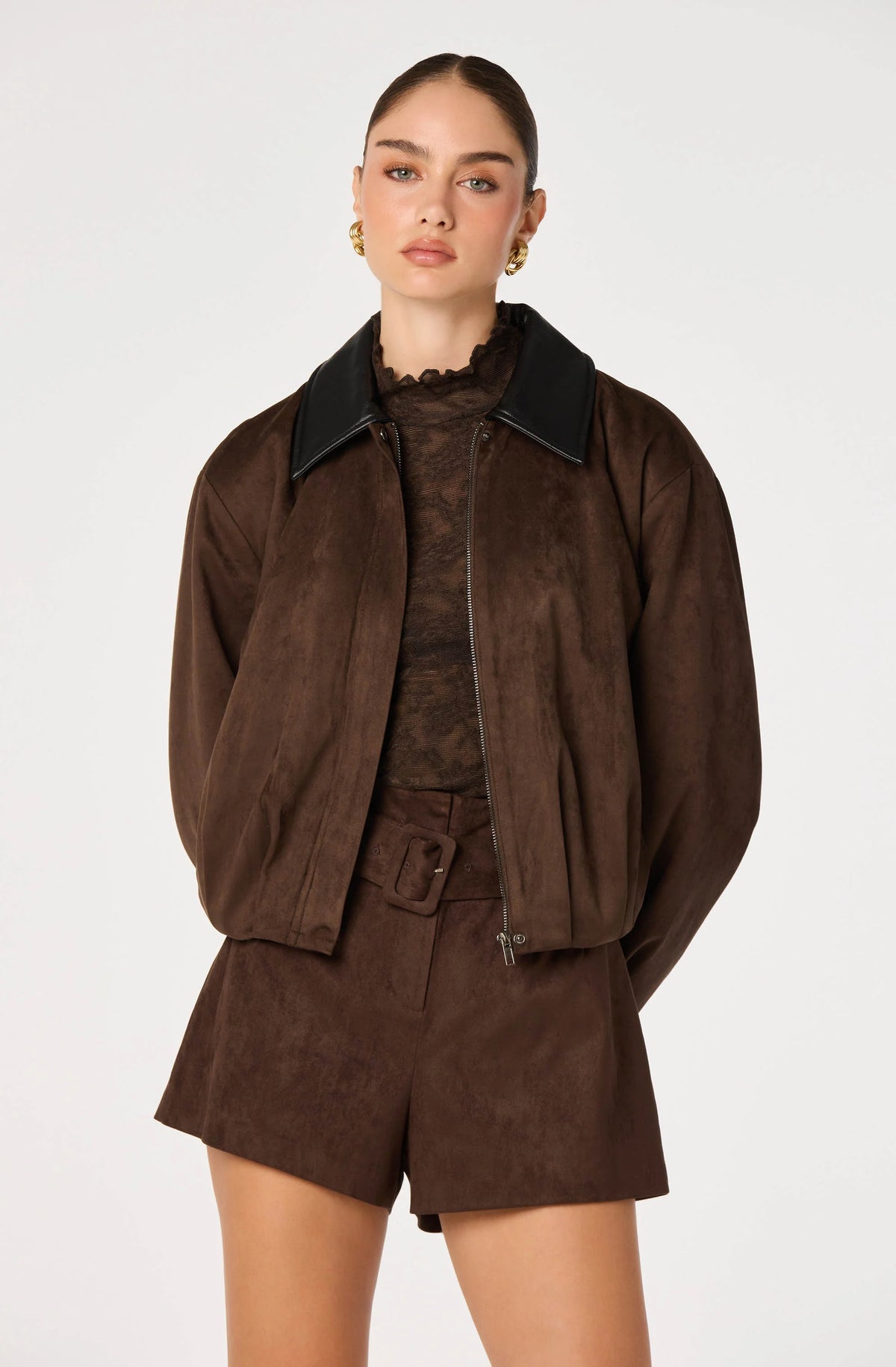Raevin Suede Bomber Jacket