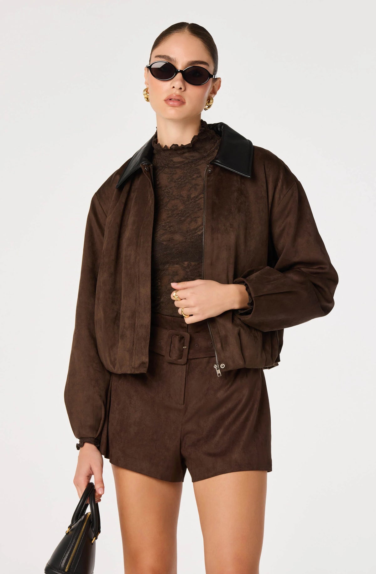 Raevin Suede Bomber Jacket